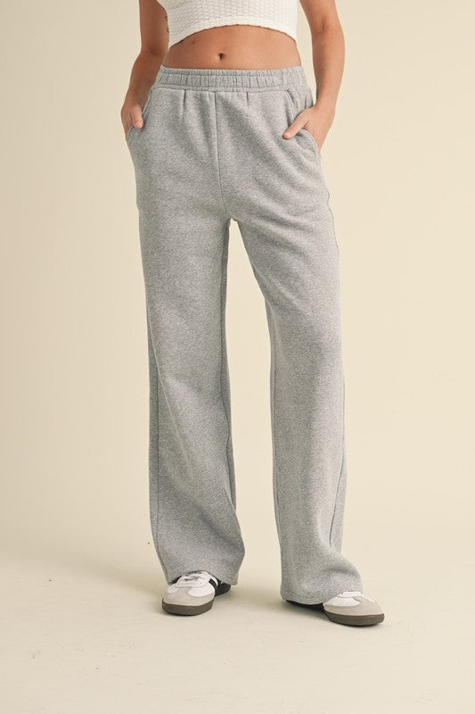 Cozy Grey Wide Leg Sweatpants