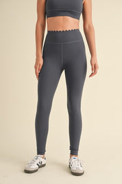 Ash Blue Scalloped Bra Top & Legging Set