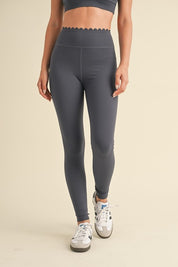 Ash Blue Scalloped Bra Top & Legging Set