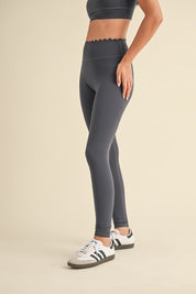 Ash Blue Scalloped Bra Top & Legging Set