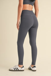 Ash Blue Scalloped Bra Top & Legging Set
