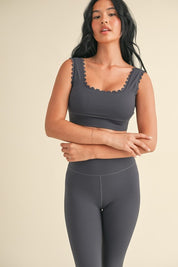 Ash Blue Scalloped Bra Top & Legging Set