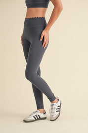 Ash Blue Scalloped Bra Top & Legging Set
