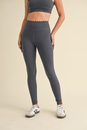 Ash Blue Scalloped Bra Top & Legging Set