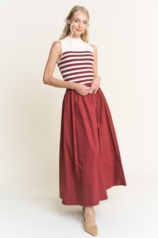 Burgundy Stripe Midi Dress