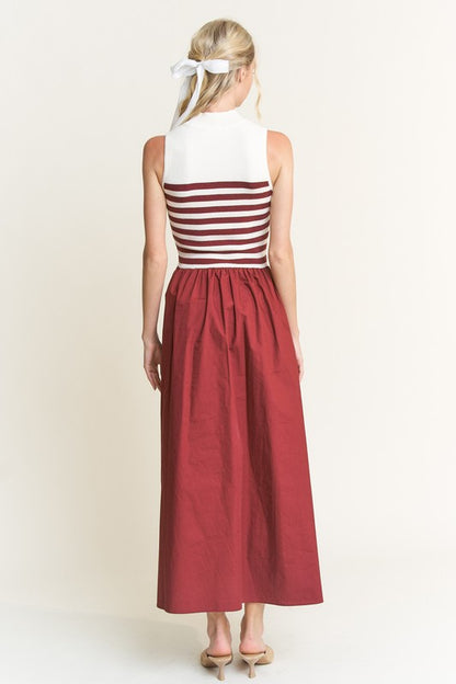 Burgundy Stripe Midi Dress