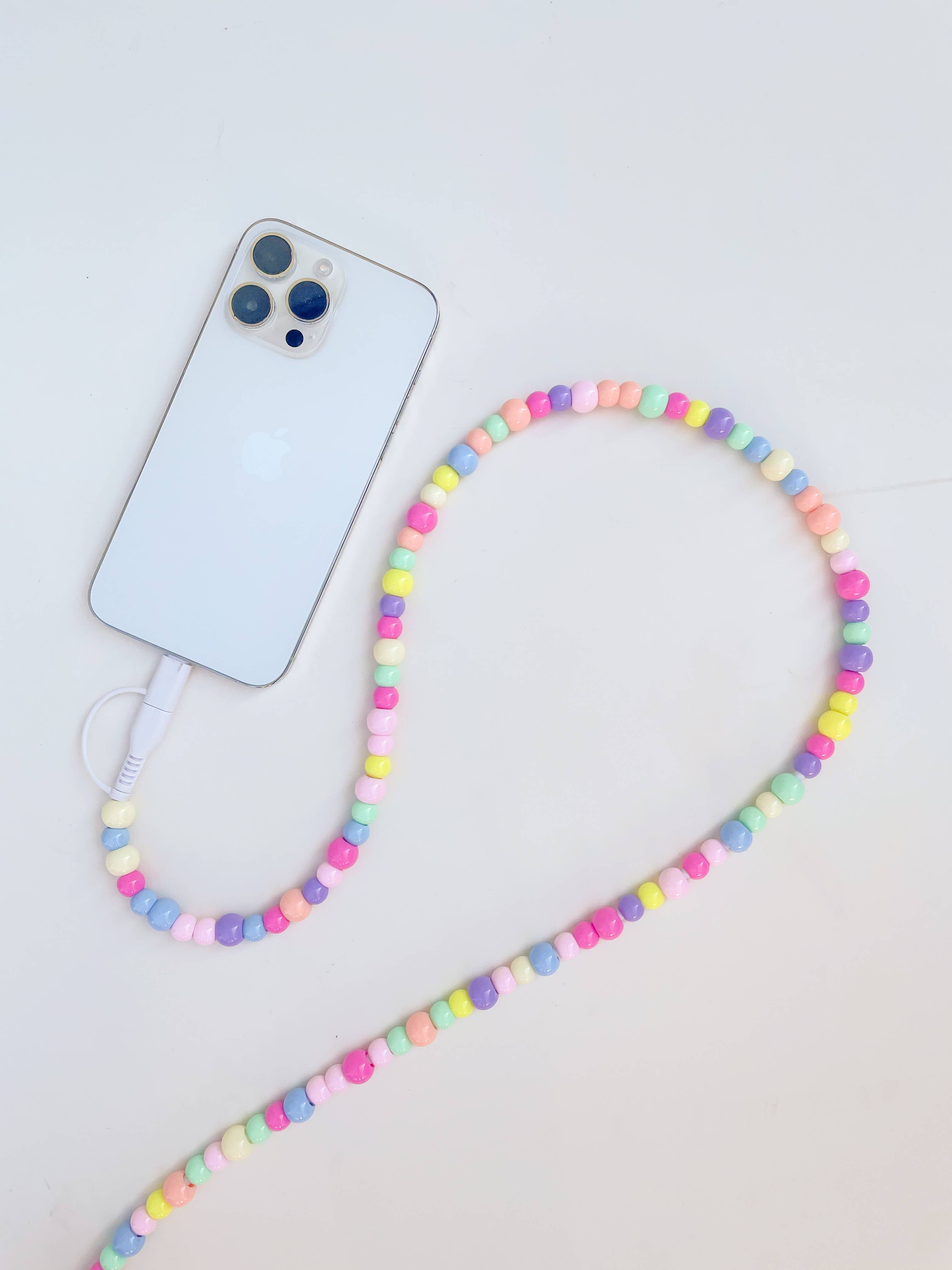 Pearly White Beaded Phone Charger