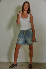 White Fallen For Lace Tank