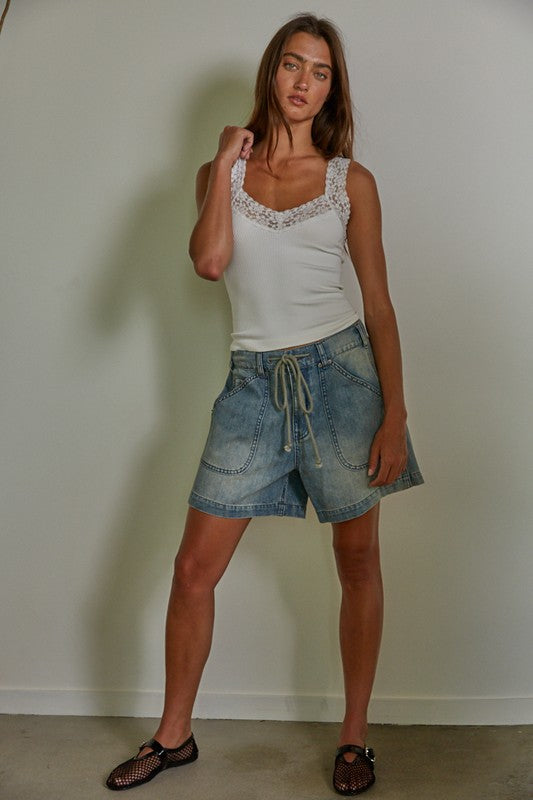White Fallen For Lace Tank