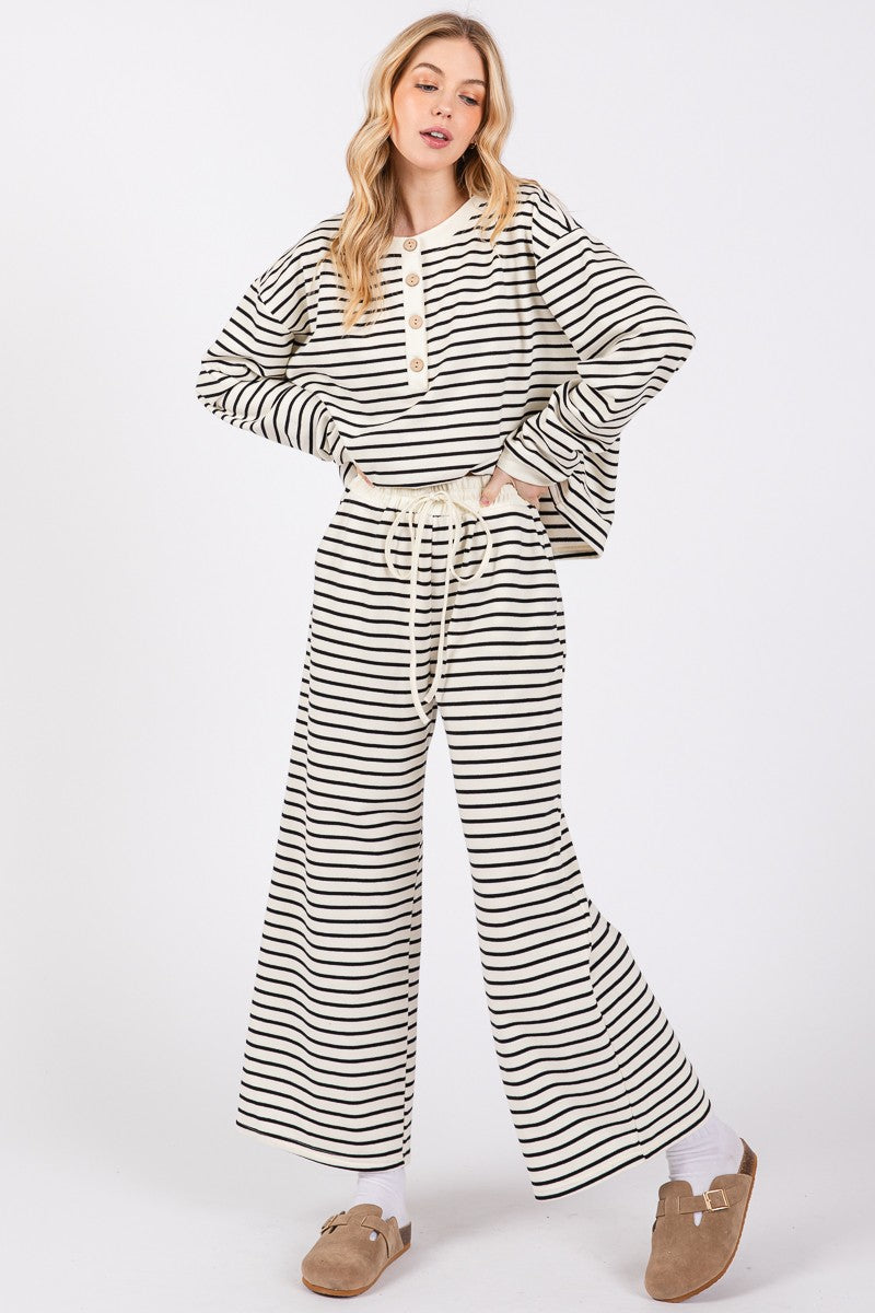 French Terry Striped Top & Bottoms Set