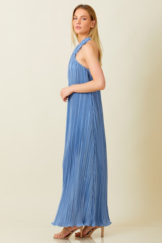 Dusty Blue Cross Front Maxi Dress