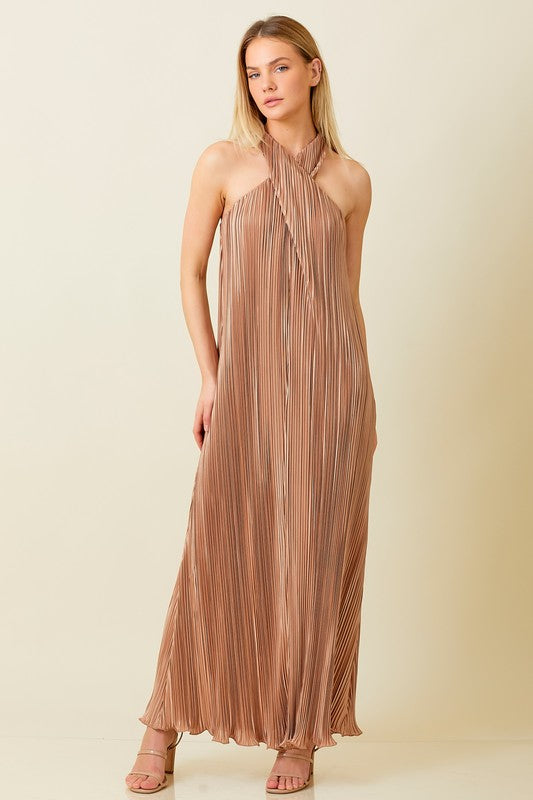 Champagne Cross Front Maxi Dress