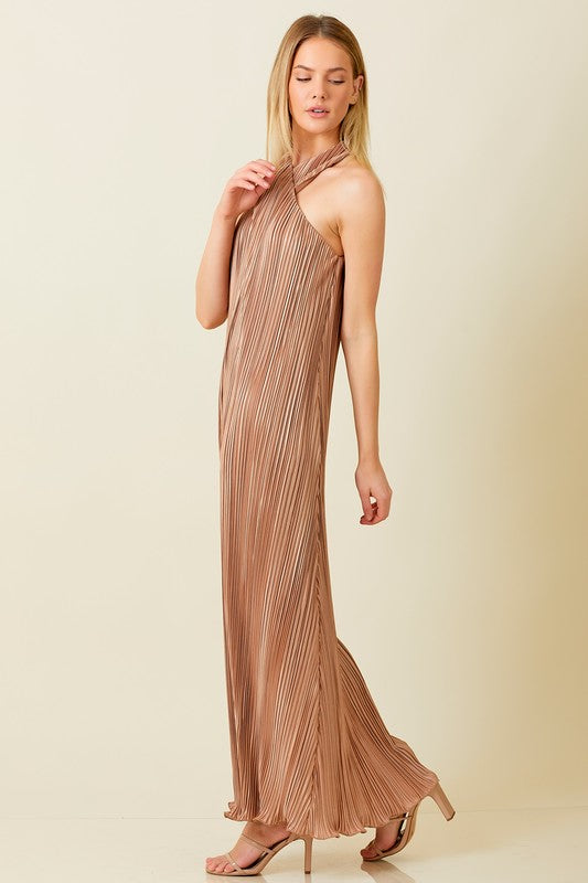 Champagne Cross Front Maxi Dress