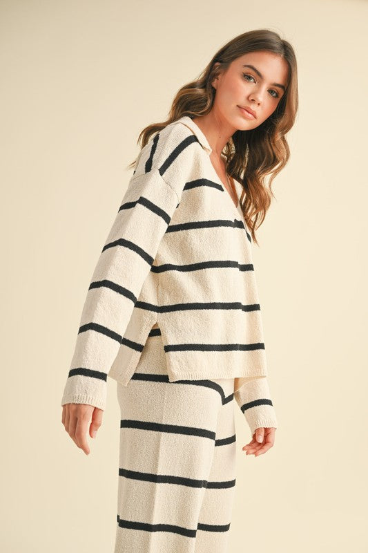 Cream & Black Stripe Set