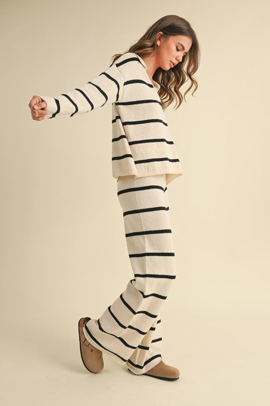 Cream & Black Stripe Set