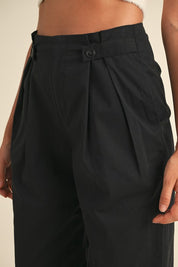 Black Pleated Wide Leg Pants