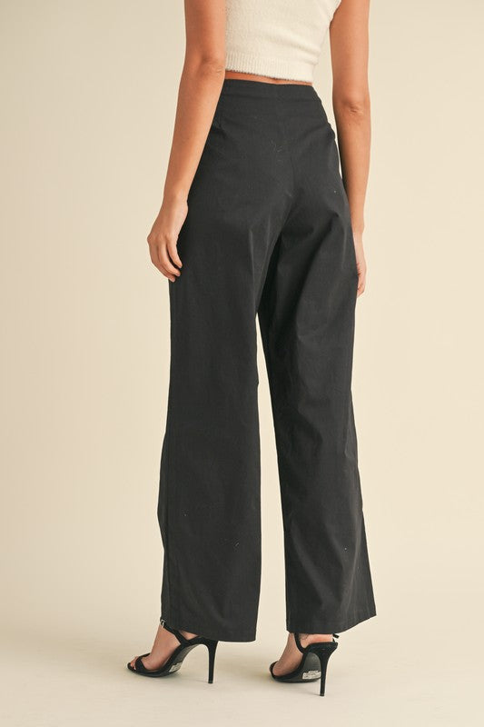 Black Pleated Wide Leg Pants