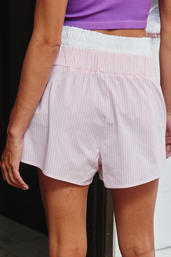 Pink Banded Boxer Stripe Shorts