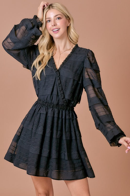 Black Ruffled Mini Dress