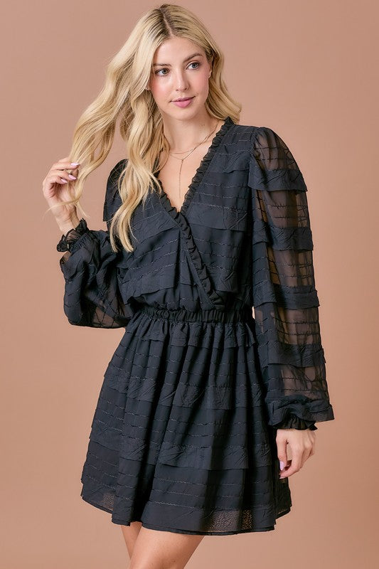 Black Ruffled Mini Dress