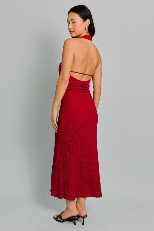 Burgundy Halter Dress