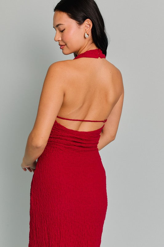 Burgundy Halter Dress