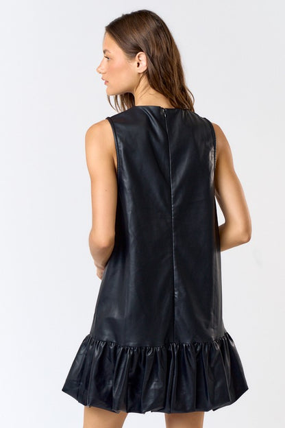 Black Bubble Sleeveless Mini Dress