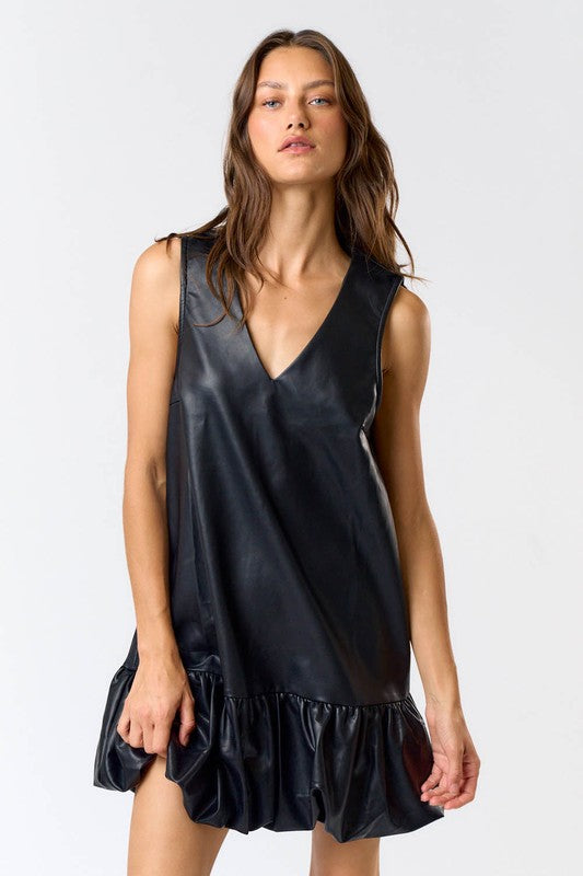 Black Bubble Sleeveless Mini Dress