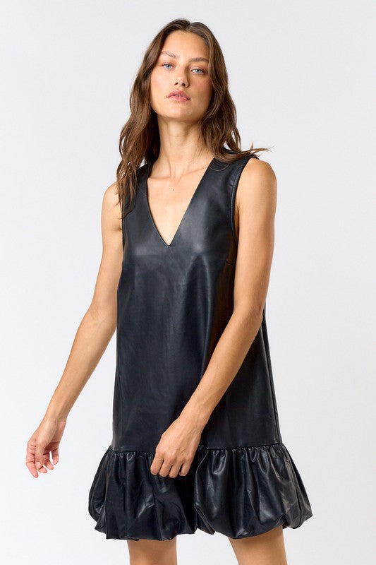 Black Bubble Sleeveless Mini Dress