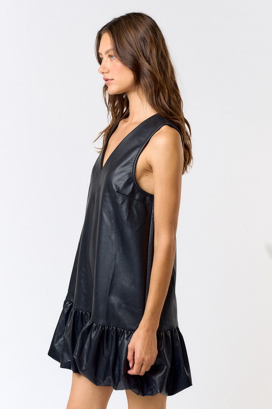 Black Bubble Sleeveless Mini Dress