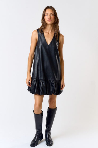 Black Bubble Sleeveless Mini Dress