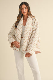 Pink Floral Printed Quilted Jacket