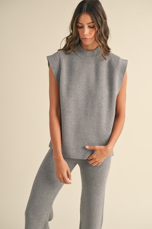 Grey Knit Top & Pant Set