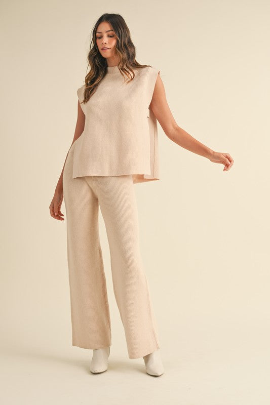 Taupe Knit Top & Pants Set