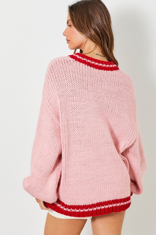 Light Pink Cherry Knit Sweater