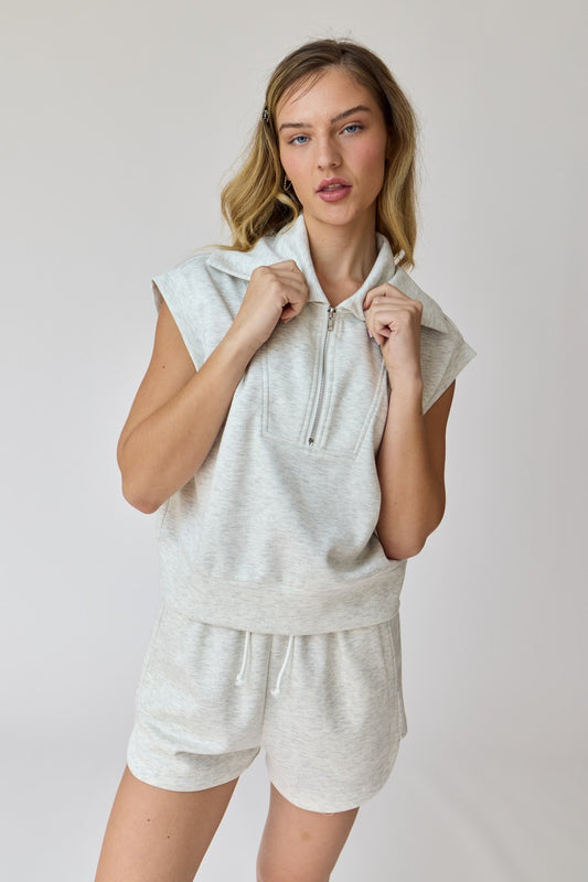 Grey Half Zip & Short Set