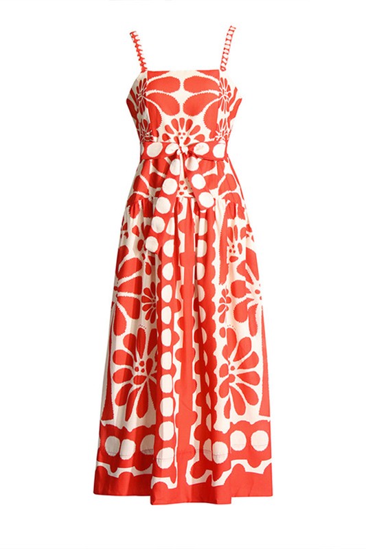 Red Printed Maxi Dress