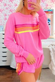 Pink Contrast Top & Shorts Set