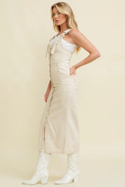 Cream Button Down Jumper Midi Dress