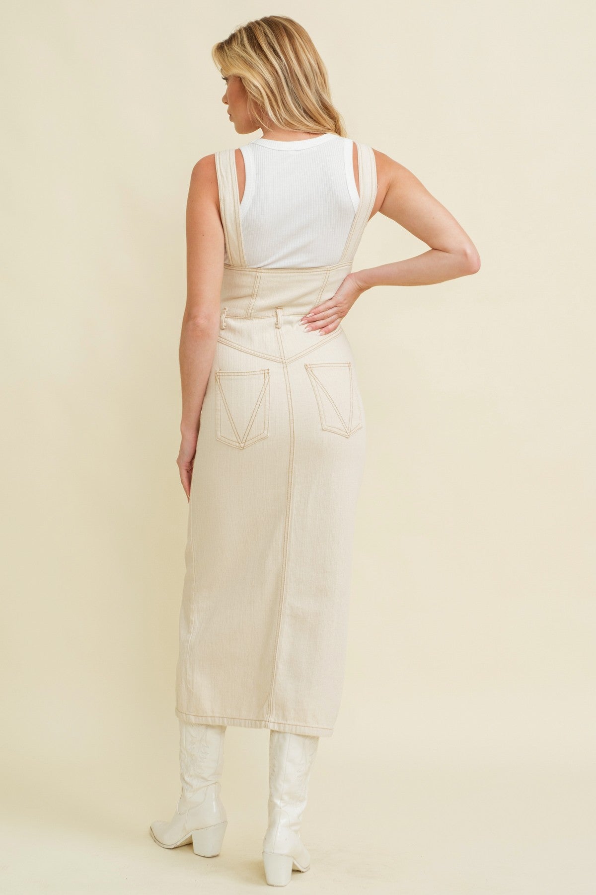 Cream Button Down Jumper Midi Dress