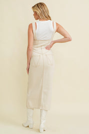 Cream Button Down Jumper Midi Dress
