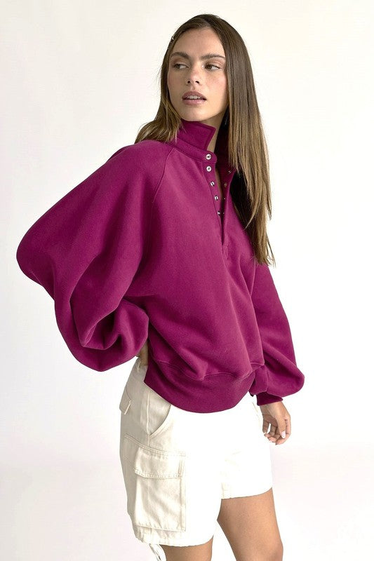 Fuchsia Half Zip Pullover