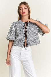 Black Front Tie Blouse