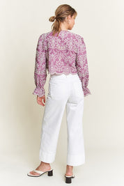 Purple Front Bow Tie Long Sleeve