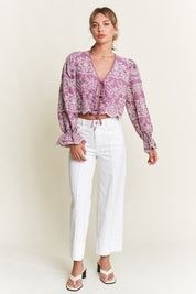 Purple Front Bow Tie Long Sleeve