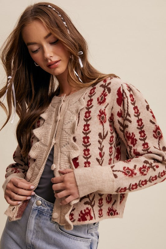 Tan Button Front Cardigan