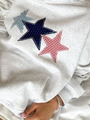 Gray Star Embroidered Hoodie