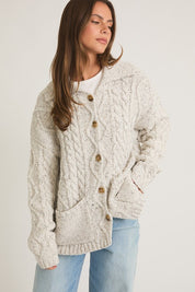 Heather Grey Front Pocket Oversized Cardigan