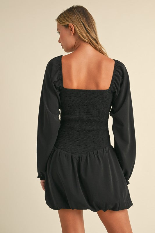 Black Long Sleeve Mini Dress