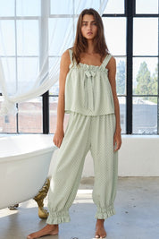 Green Embroidered Dot Set